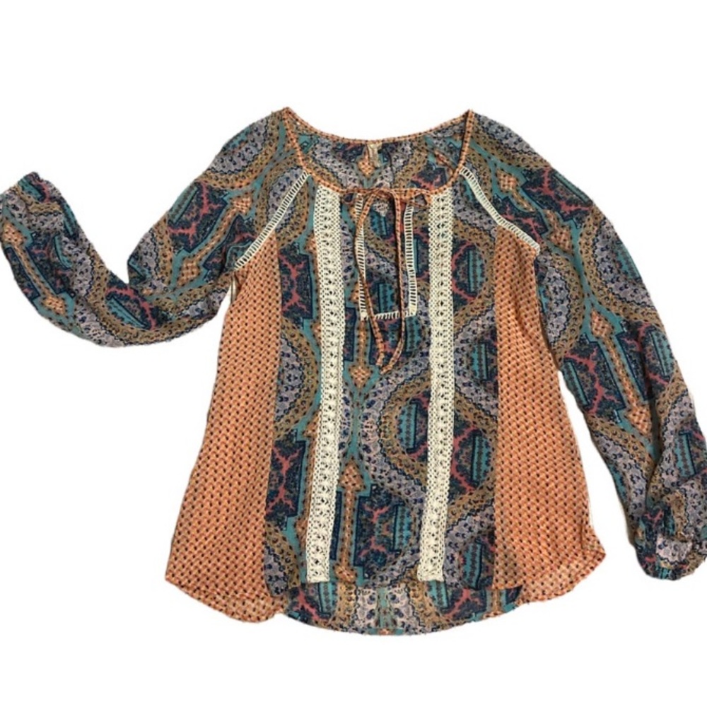 Red Camel Boho Long Sleeve Blouse | Size Small